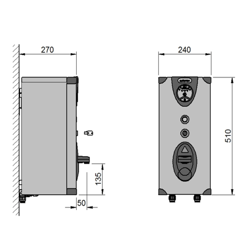 Calomax Eclipse 5 Litre Push Button Wall Mounted Water Boiler (PB3W5)