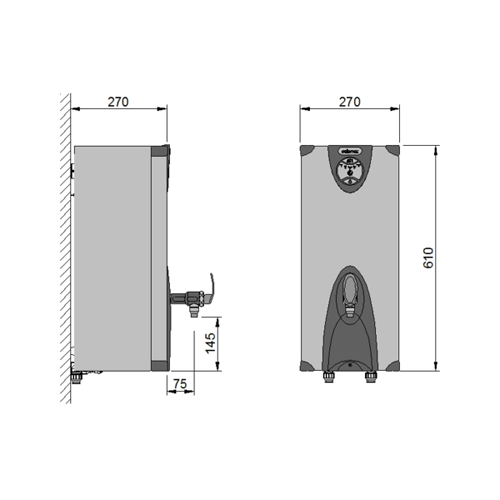 Calomax Eclipse 7.5 Litre Wall Mounted Water Boiler (3W7-5)